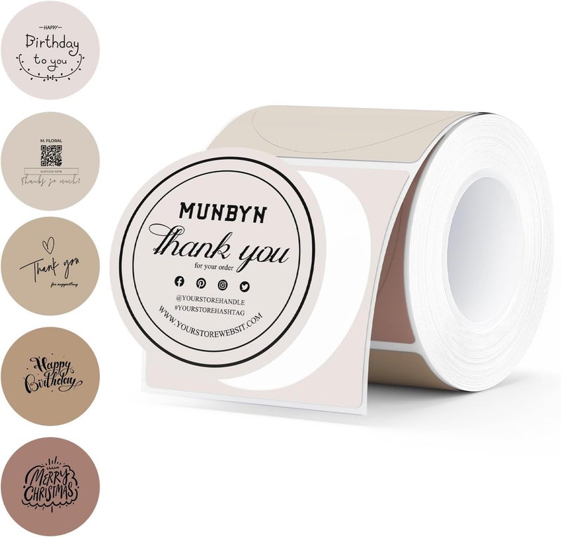 MUNBYN 2 Inch Thermal Labels Round, 2 Inch Thermal Label Stickers for Candle, Baking, 150 Sheets/1 Roll - Image 1